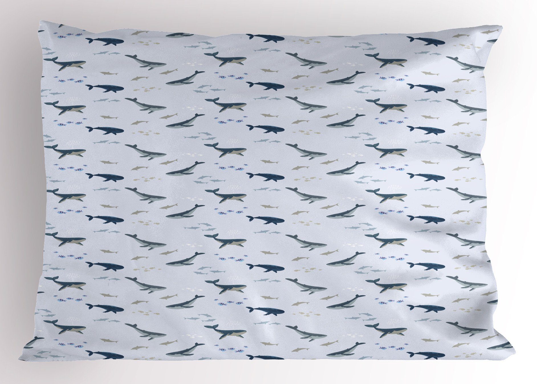 Kissenbezüge Gedruckter Fische Standard Dekorativer Wale King Size (1 Kissenbezug, Abakuhaus Stück), Nautisch und