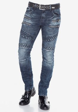 Cipo & Baxx Slim-fit-Jeans im modischen Bikerstil in Straight Fit