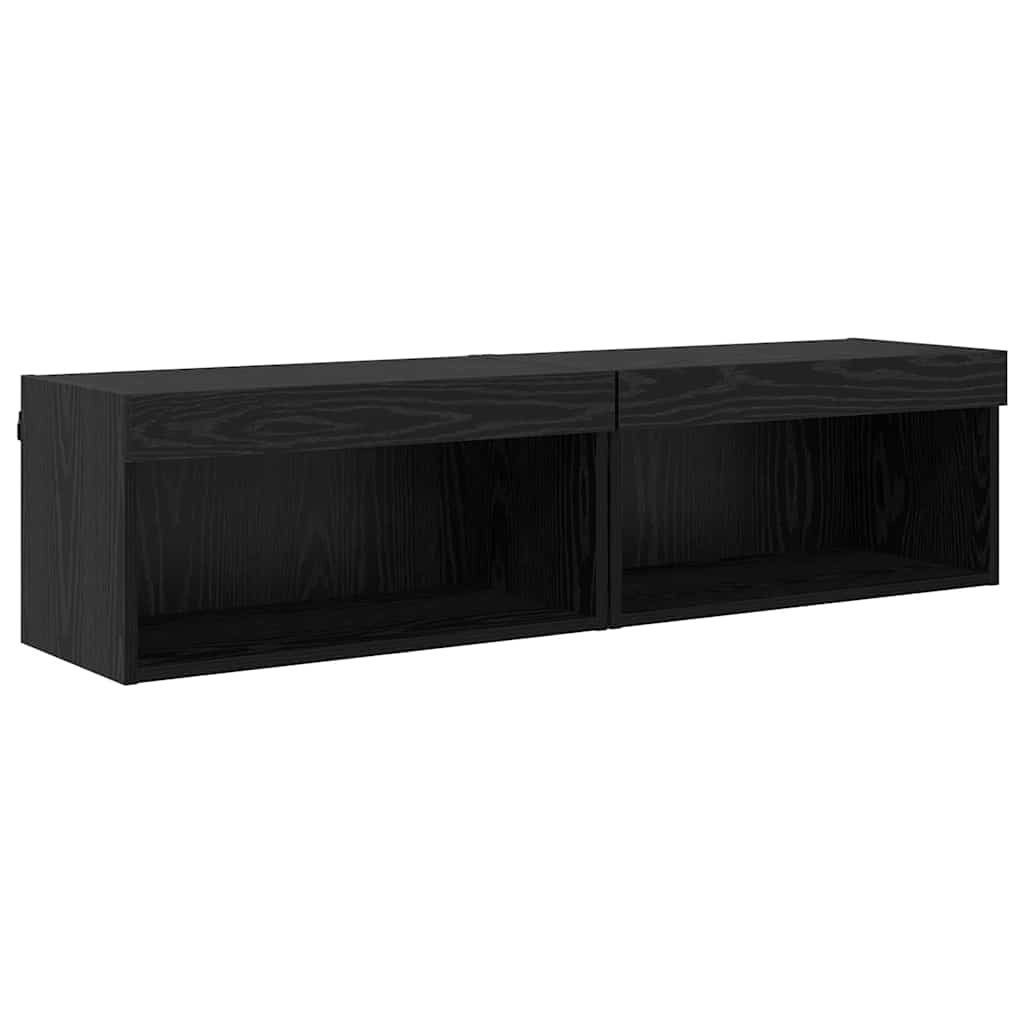 vidaXL TV-Schrank TV-Schrankset 2 stk. Schwarz Eichen-Optik Holzwerkstoff (2-St)