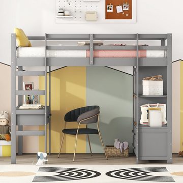 HAUSS SPLOE Etagenbett Kinderbett Hochbett Bettgestell mit Schreibtisch und Schubladen (mit Stauraumschubladen, mit Unterbettschreibtisch), 90 x200cm