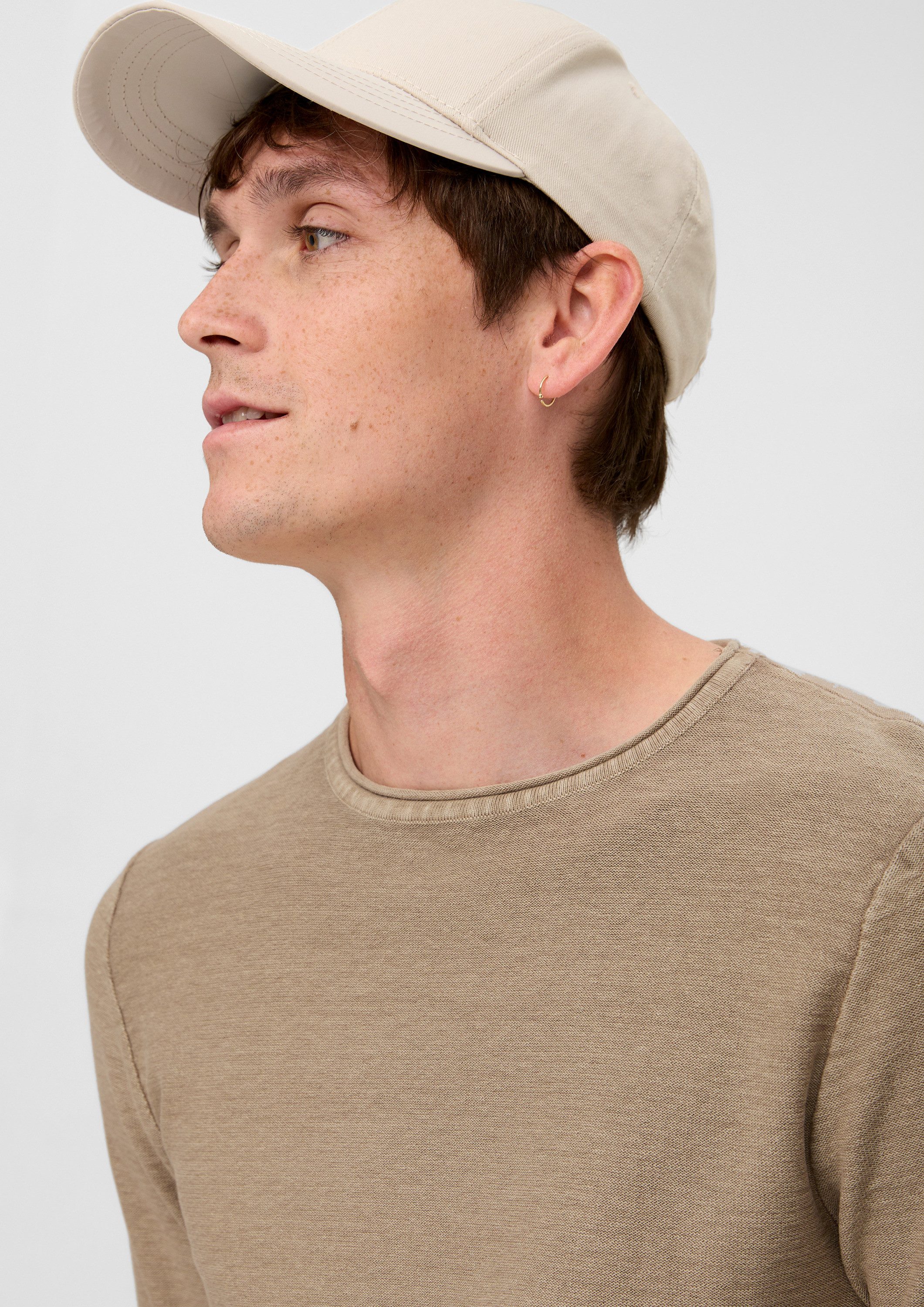 QS Longpullover Strickpullover Pullover mit Garment Dye