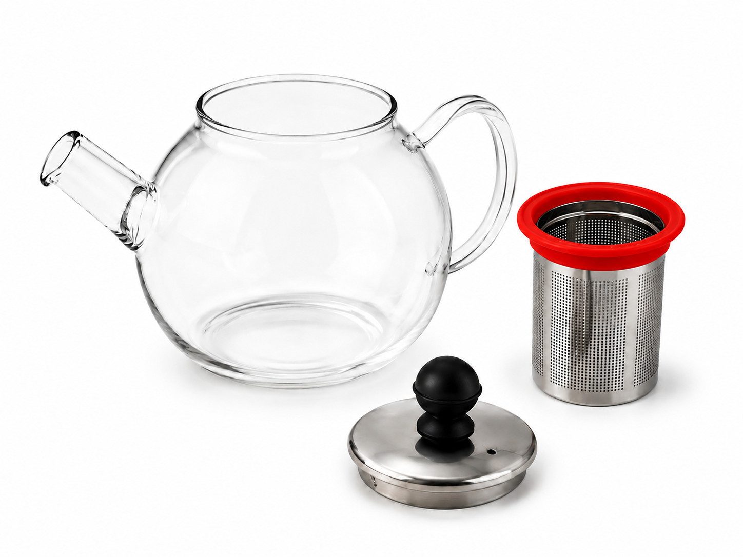 Rungassi Teekanne Glas Teekanne 750 ml mit Glasfilter & Deckel Elegante Teezubereitung, (Set bestehend aus Kanne mit Glasfilter und Deckel)