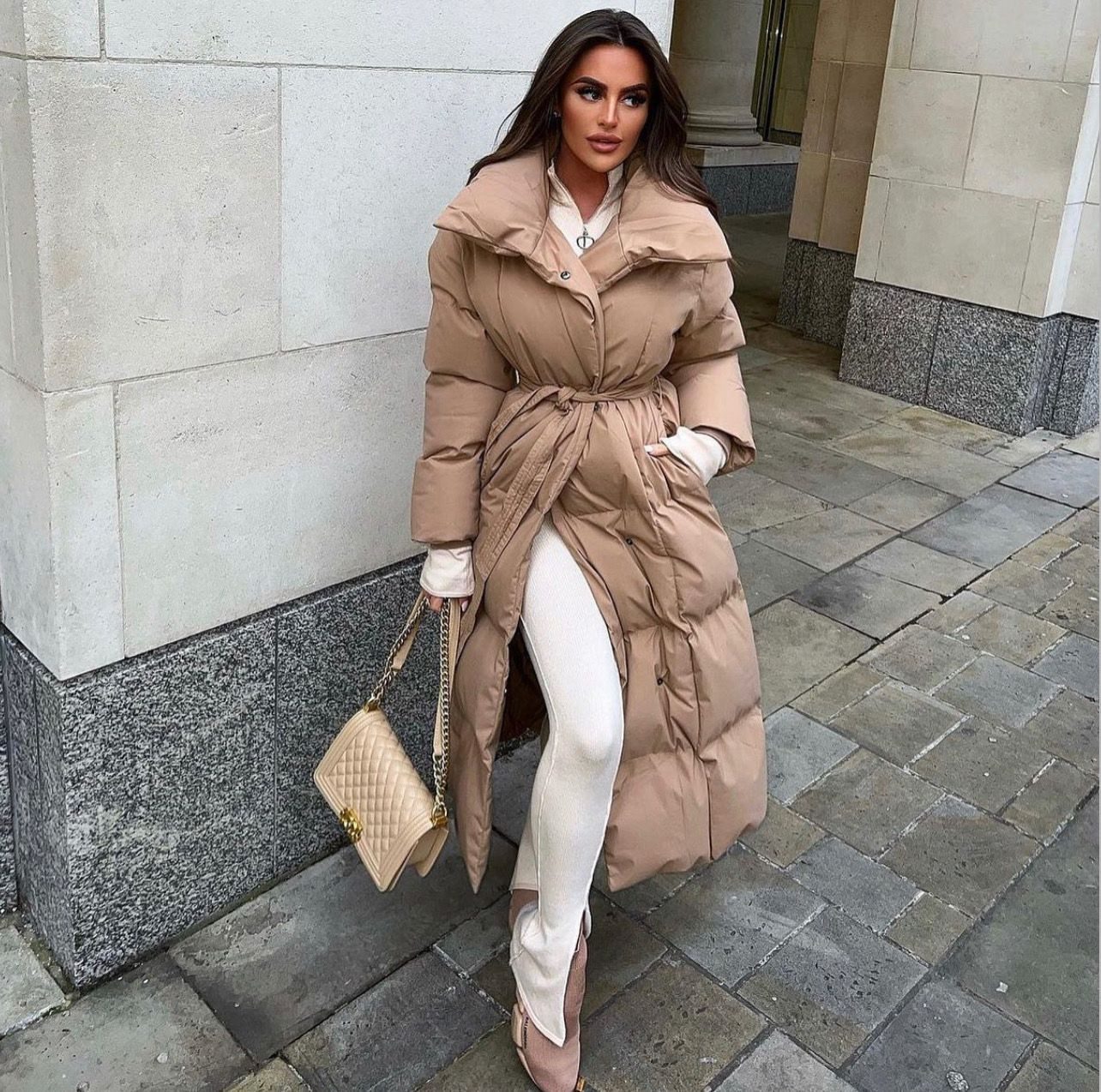 Copperose Winterjacke Oversize Winterparka Steppmantel Parka mit Gürtel Tai günstig online kaufen