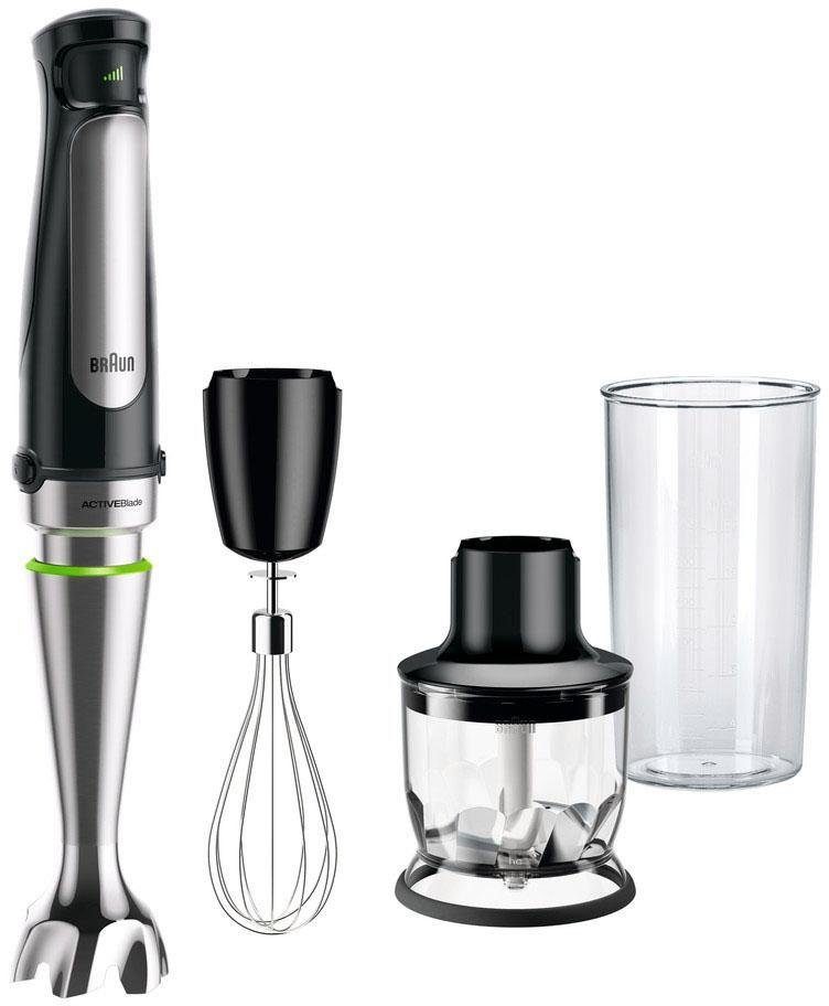 Braun Stabmixer MultiQuick 7 MQ 7025X - 1000W, Stufenlosregulierbar, Dynamische Klinge, 1000 W, Spritzschutz, Extra Mahlklinge, 350 ml Zerkleinerer, Schneebesen
