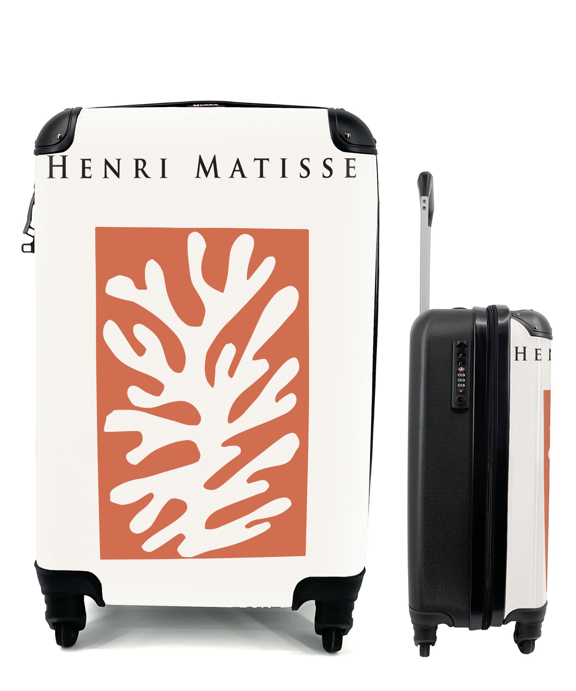 Henri Rollen, 4 Reisetasche Handgepäck mit für - Abstrakt MuchoWow Trolley, rollen, Meister Matisse, Ferien, Alte Handgepäckkoffer Reisekoffer Rot - -