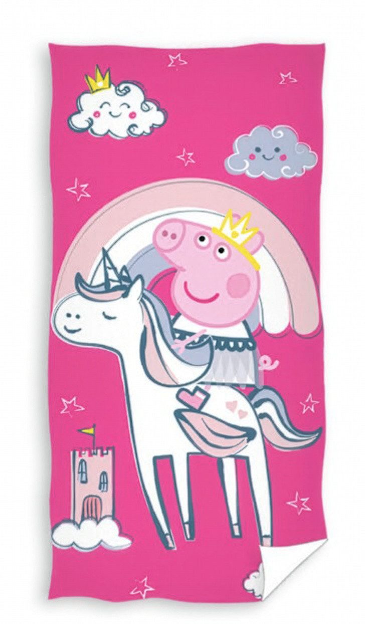Carbotex Handtücher Peppa Pig Duschtuch Badetuch Strandtuch 70 x 140 cm / 100% Baumwolle, (1 Duschtuch, 1-St)