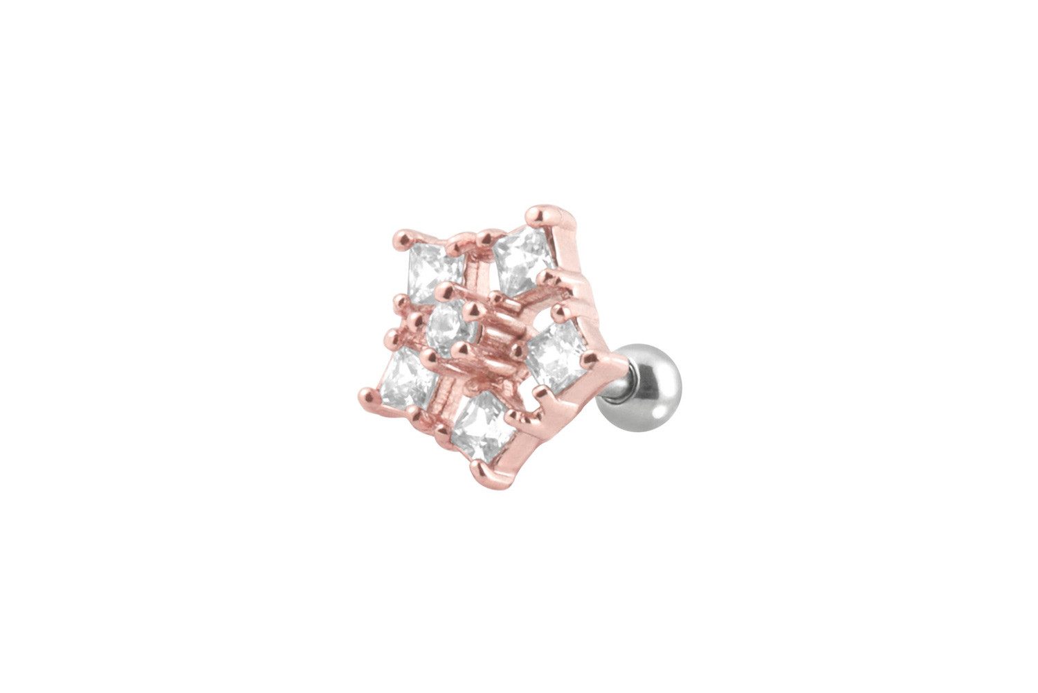 Piercing-Set Chirurgenstahl Ohrpiercing mit Brass-Design KRISTALLBLUME
