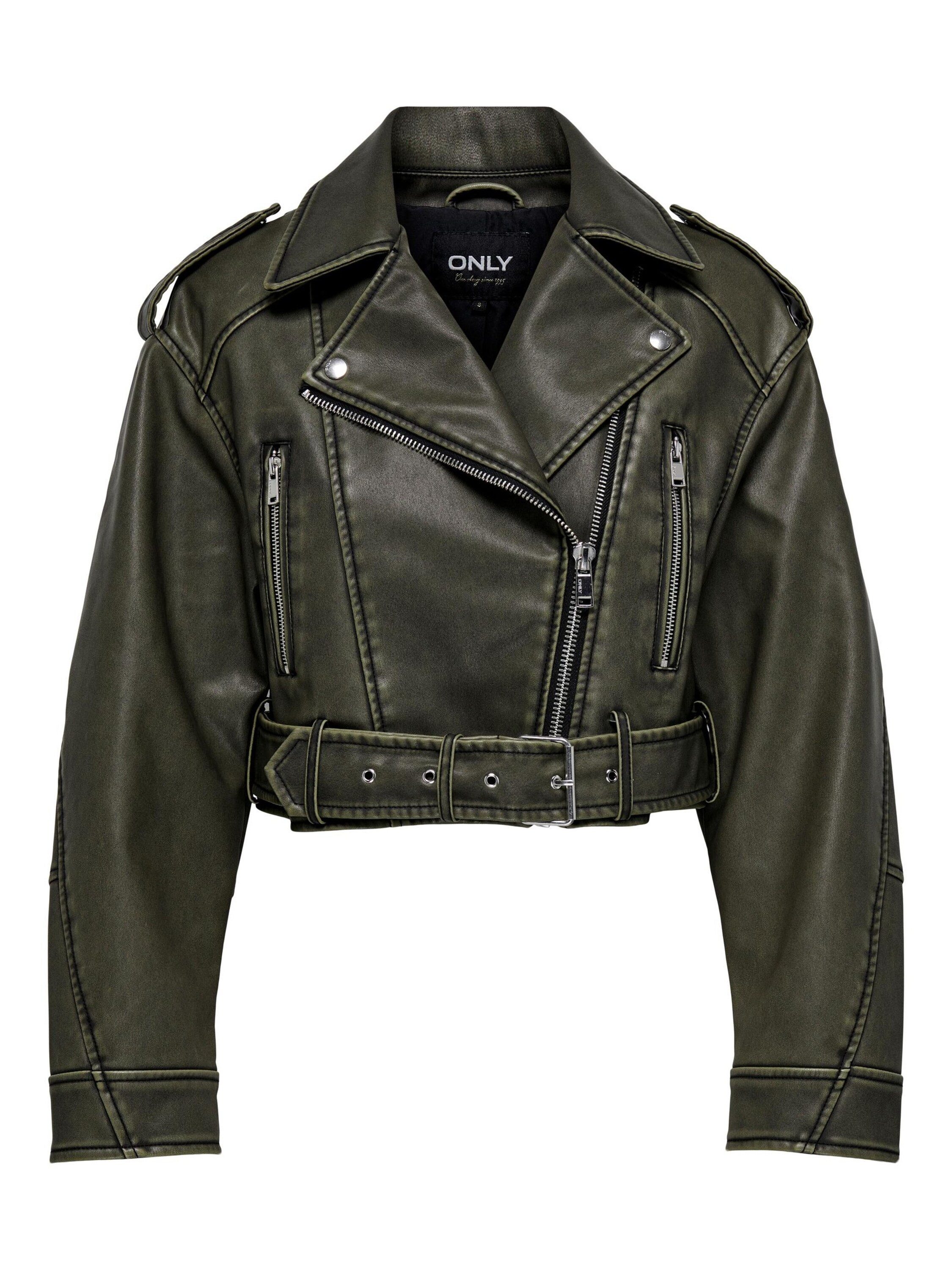 Green Leather Jacket GrÃ¼ne Bikerjacke Bikerjacke GrÃ¼n Damen