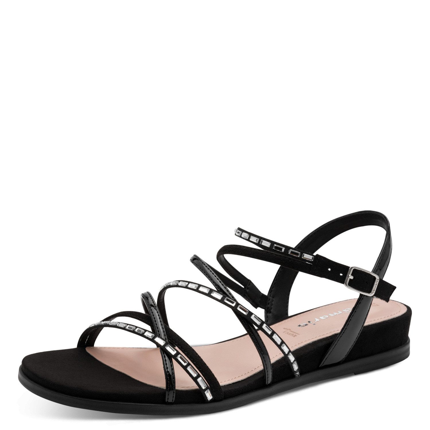 Tamaris Keilsandalette, Riemchensandale, Sommerschuh mit glitzernden Strasssteinchen