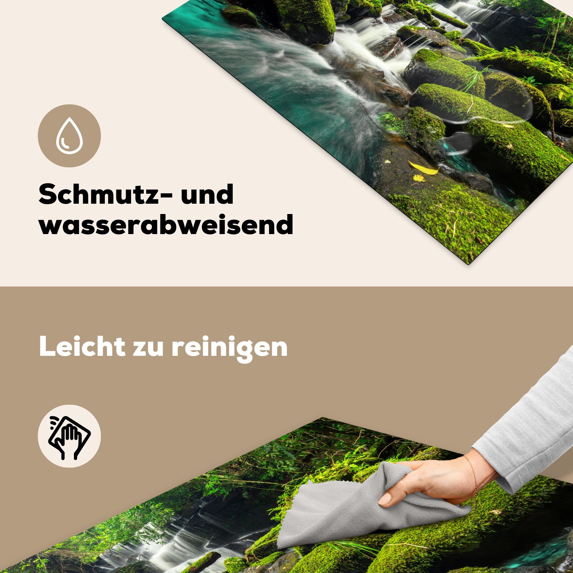 MuchoWow Herdblende-/Abdeckplatte Wasserfall - Tropisch Regenwald, Schutz 81x52 (1 die - tlg), küche, Ceranfeldabdeckung Vinyl, cm, Induktionskochfeld für