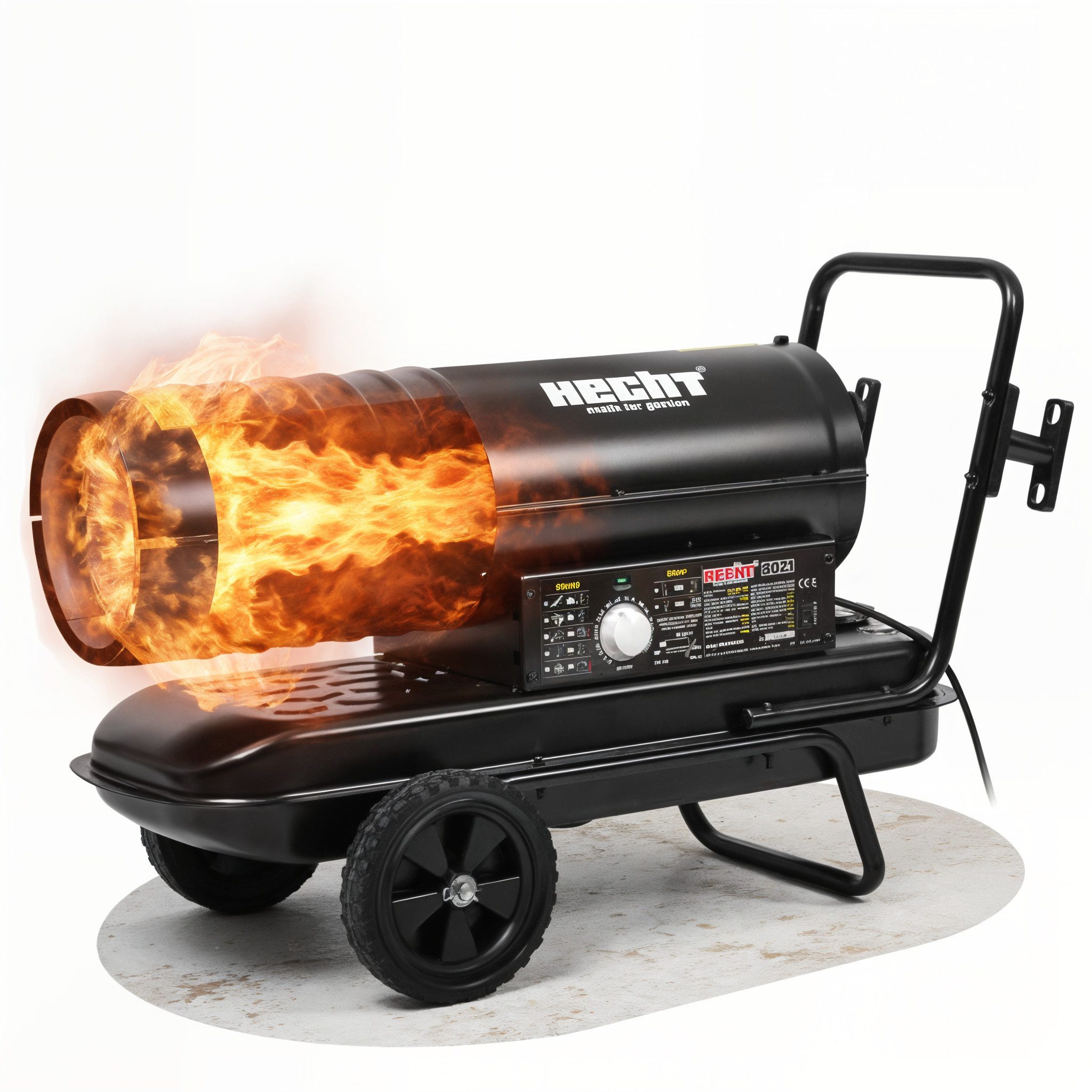 Hecht Heizgerät Diesel Heizkanone 3021 mit Fahrgestell 20 kW, 20000 W, 70000 BTU, 588 m³/h, 393 °C, 27,6 Kpa, 19 Liter