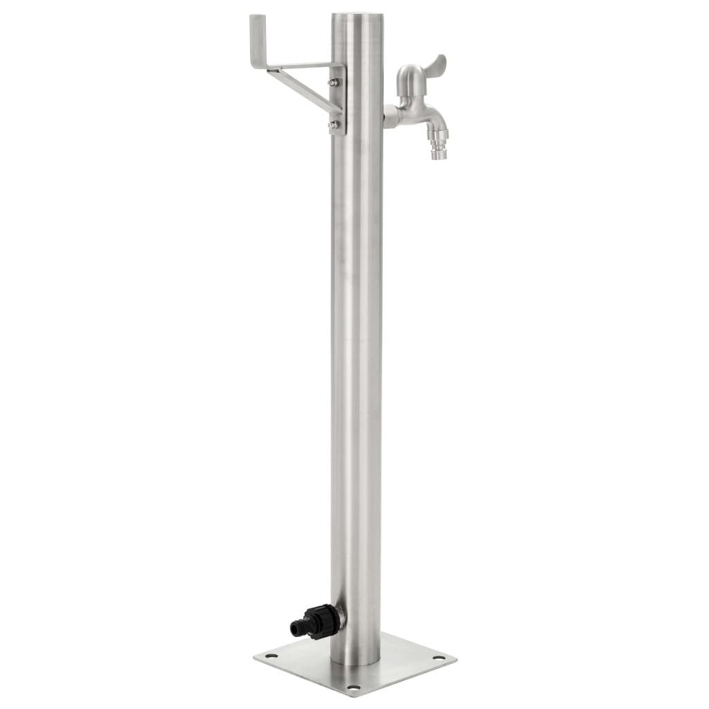 vidaXL Wassertank, Garten-Wassersäule Edelstahl Rund 65 cm