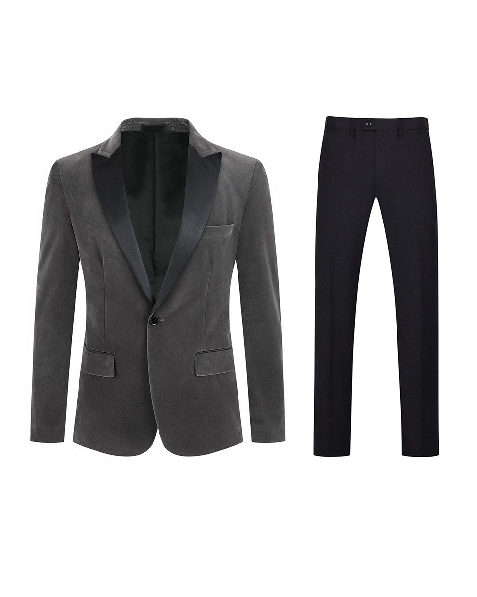 Allthemen Anzug (2 tlg) Herren Samt Herrenanzug Regular Fit Party Smoking