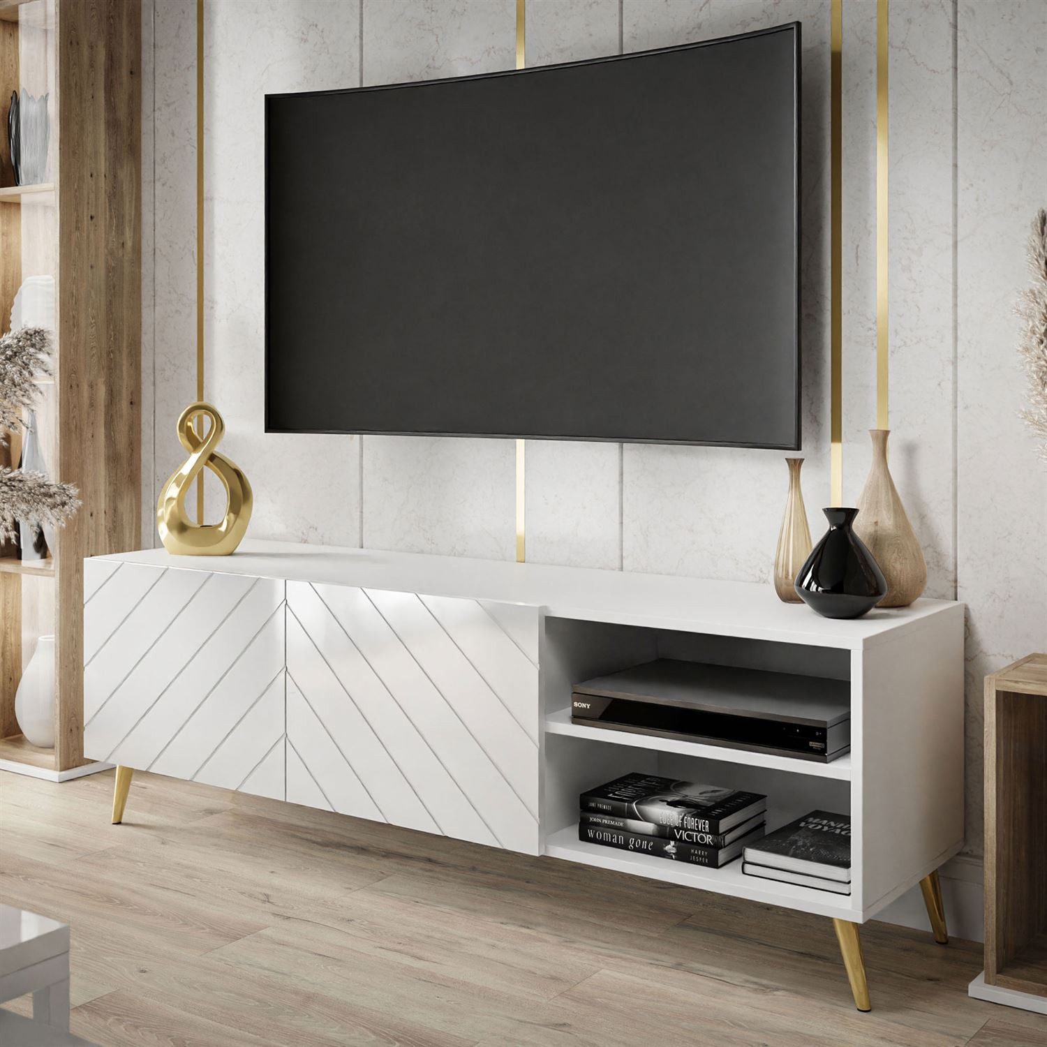 Lookway TV-Schrank VIRGINIA mit glänzend weißer Front günstig online kaufen