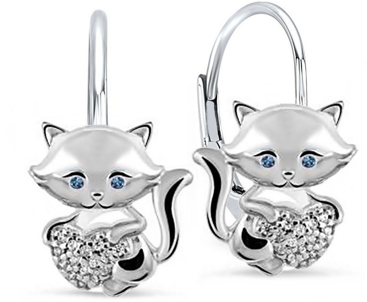 Goldene Hufeisen Paar Ohrhänger Mädchen Damen Katze Brisuren Ohrringe aus 925 Sterling Silber (1 Paar, inkl. Etui), Echtschmuck Ohrschmuck
