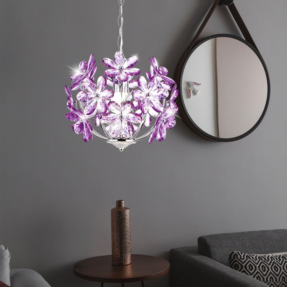 etc-shop Pendelleuchte, Decken Pendel Lampe Hänge Leuchte Beleuchtung LED  RGB Fernbedienung purple lila Blüten online kaufen | OTTO