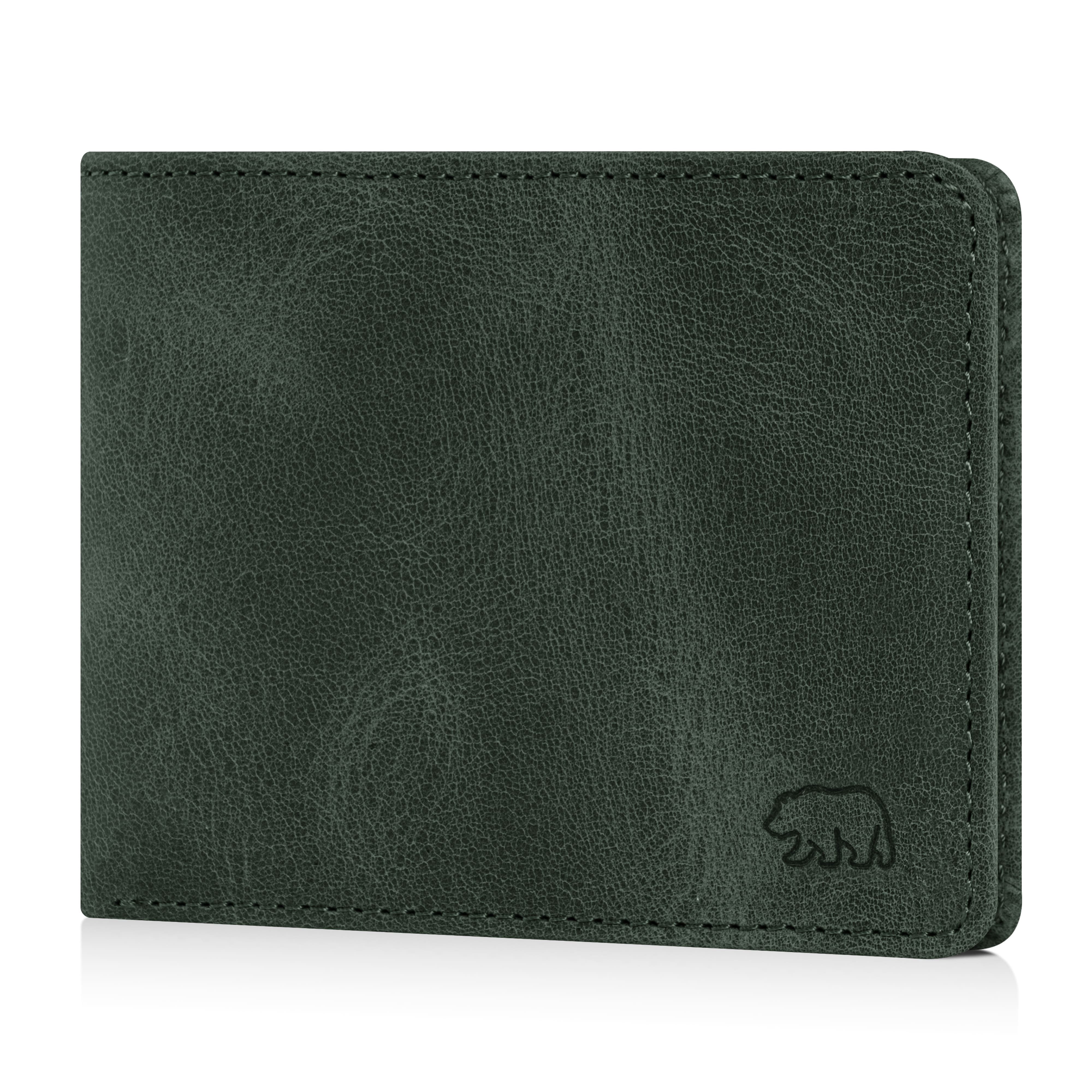 Brown Bear Geldbörse 8005 D für Herren aus Echtleder, mit 9 Kartenfächern und RFID-Schutz Farbe Olive Vintage