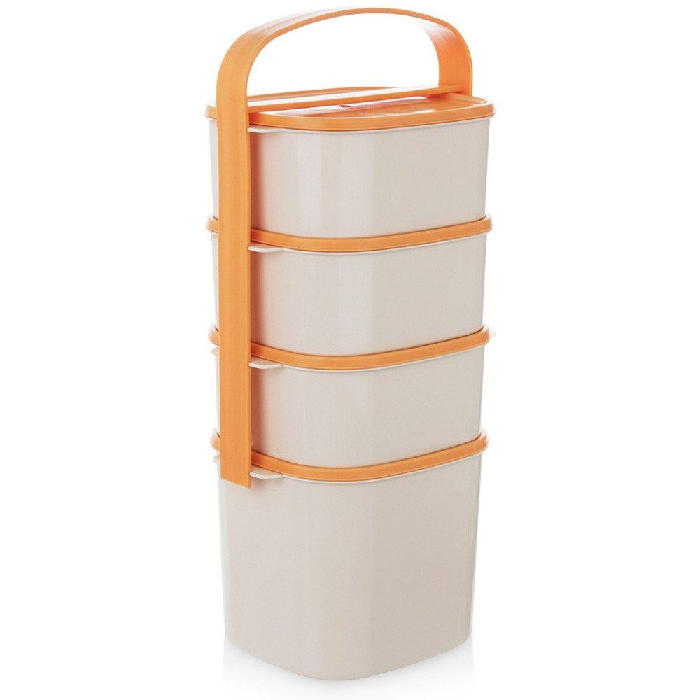 Orion Group Lunchbox Turm 4-stufig mit Griff, Kunststoff, (9-tlg., 4-teilig), 5,45L, spülmaschinengeeignet, mikrowellengeeignet