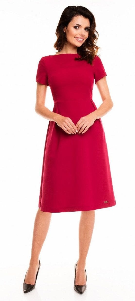 Awama Midikleid mit kurzen Ärmeln und ausgestelltem Rockteil
