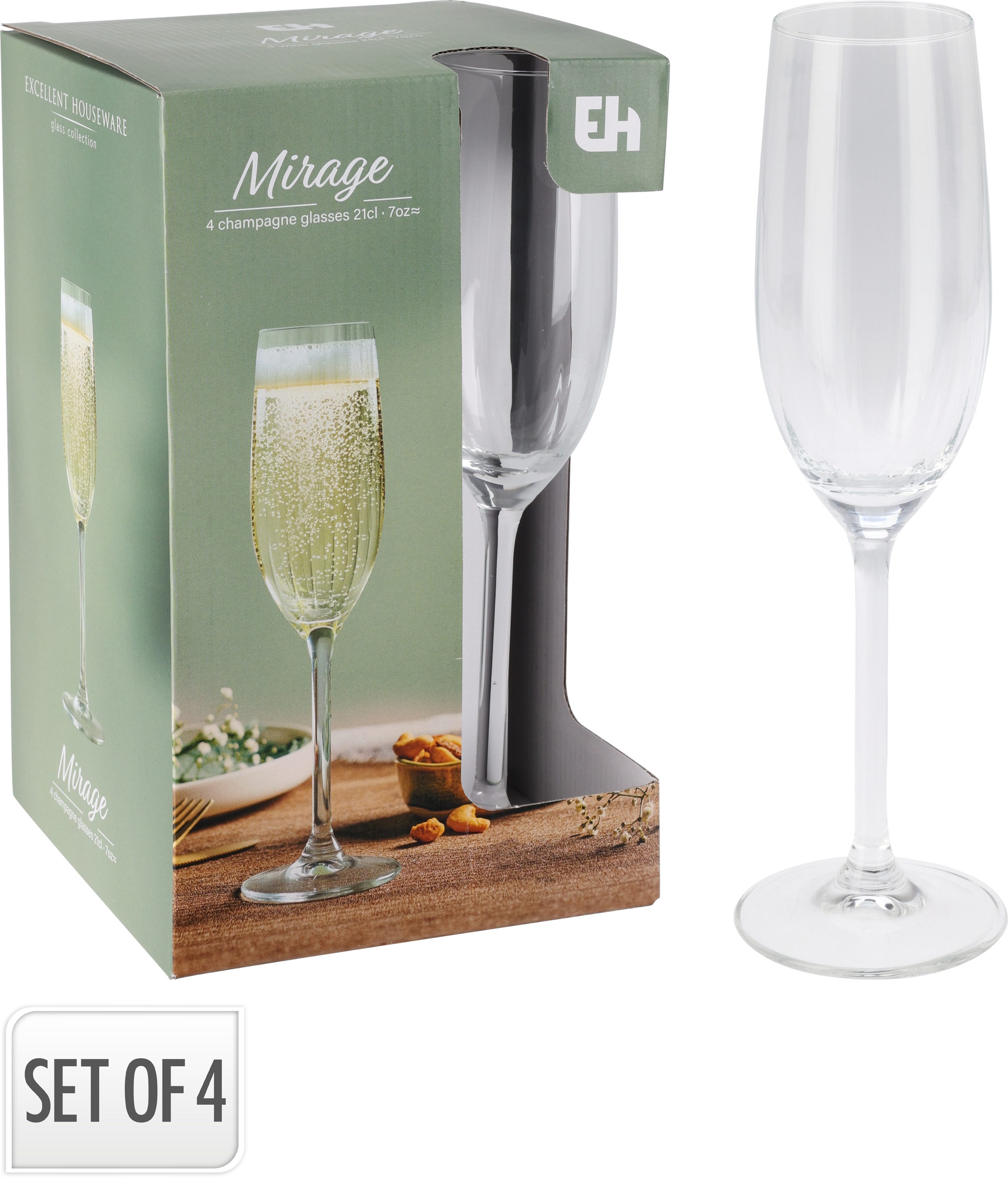 Koopman Glas Sektglas 4tlg. Set KITCHEN, Glas