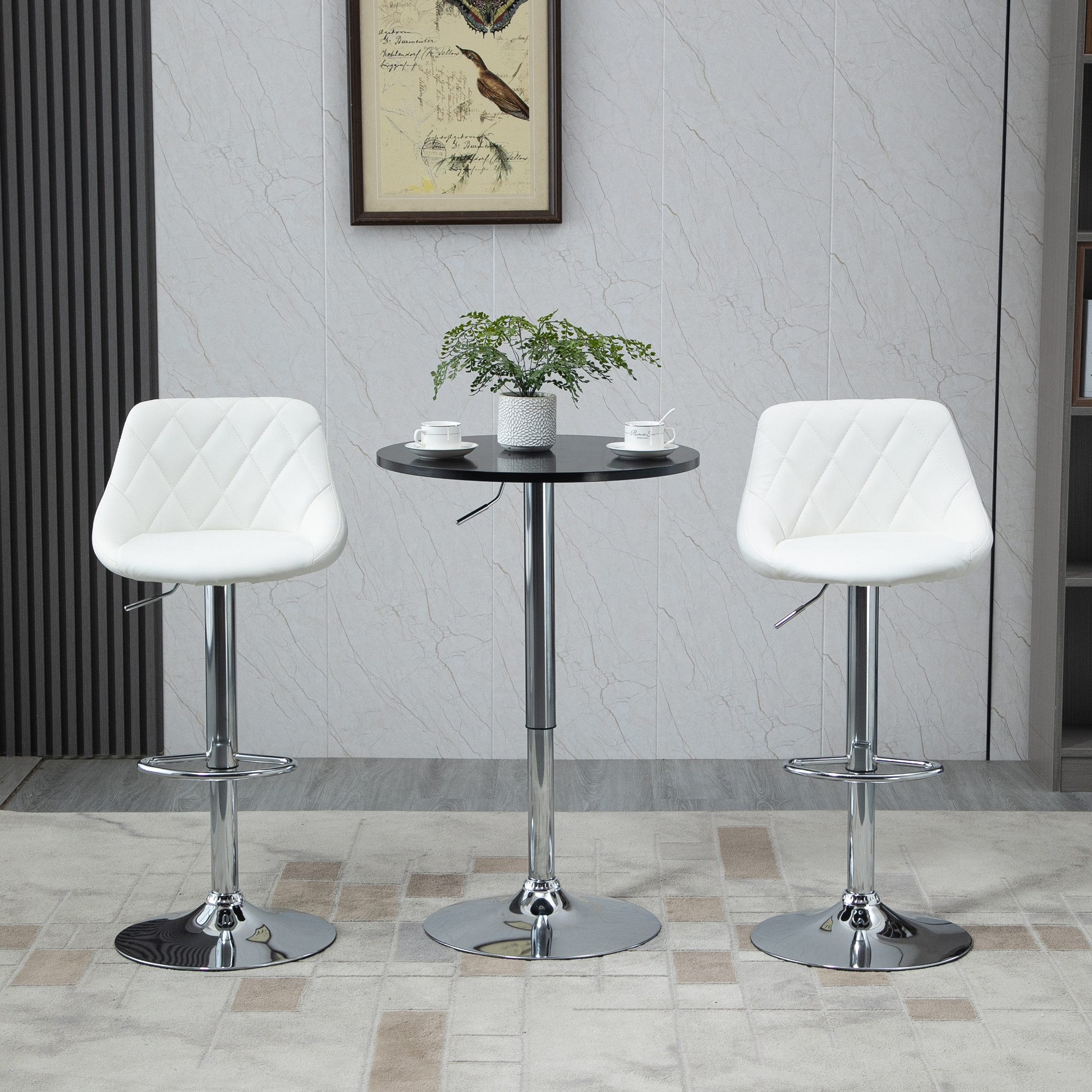 HOMCOM Bartisch Esstisch modern rund höhenverstellbar Stehtisch Küchentisch Stahl (Bistrotisch, 1-St., Drehtisch), Schwarz Ø61 x 70-90H cm