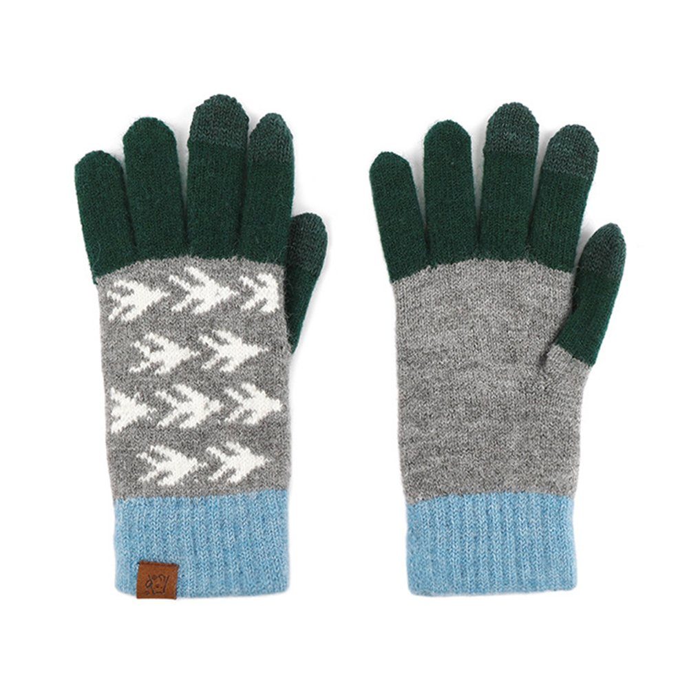 ManKle Strickhandschuhe Winterhandschuhe Touchscreen Handschuhe Strick Fingerhandschuhe Unisex Blau