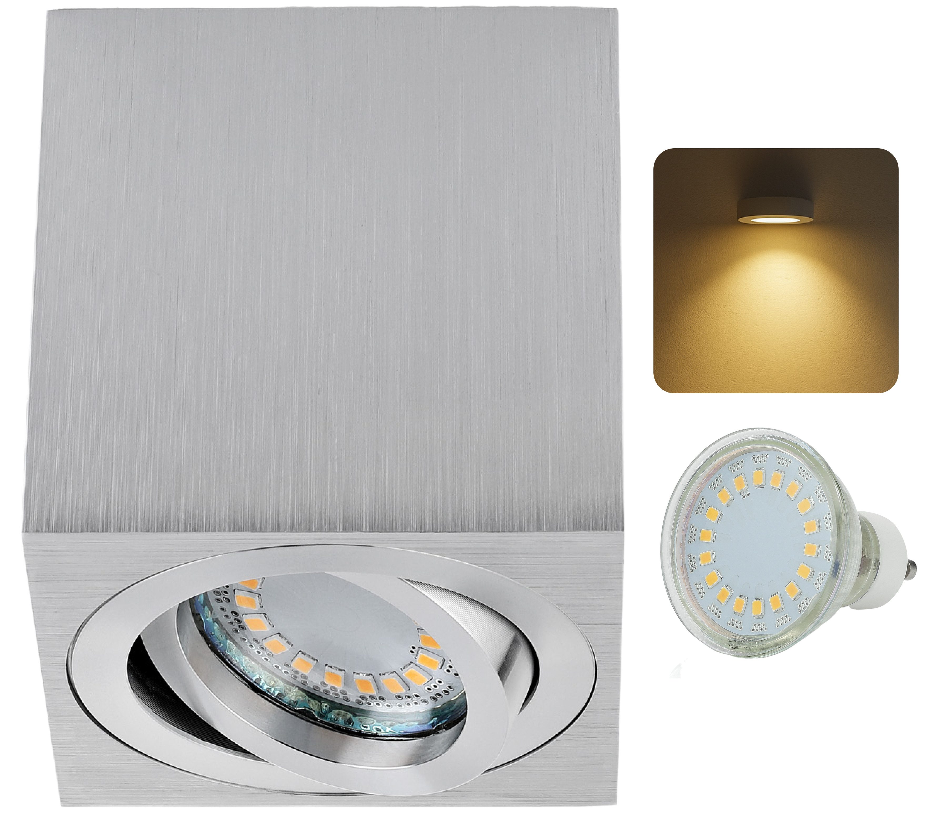 Sweet LED LED Deckenspots GU10 5 W 430lm LED Aluminium Накладной прожектор eckig 230V, schwenkbar, LED fest integriert, Warmweiß, Deckenaufbauleuchte, Spotleuchte, Aufputzleuchte