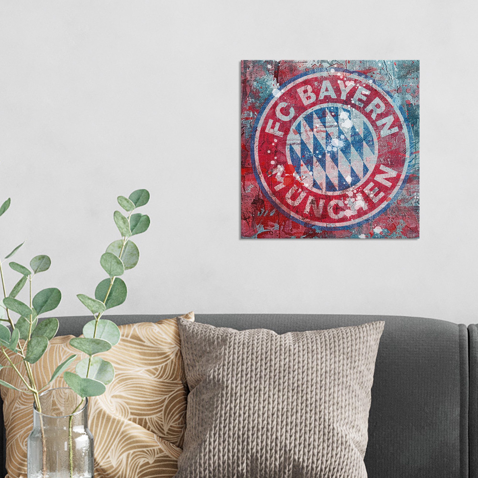 DEQORI Leinwandbild 'Wappen FC Bayern München', 'Wappen FC Bayern München', Hybrid Leinwand Bild Wandbild flach modern