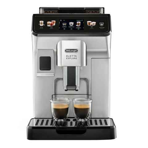 De'Longhi Kaffeevollautomat Ecam 450.55.S Eletta Explore, Kegelmahlwerk, Silber, TFT Touch Display, Milchbehälter