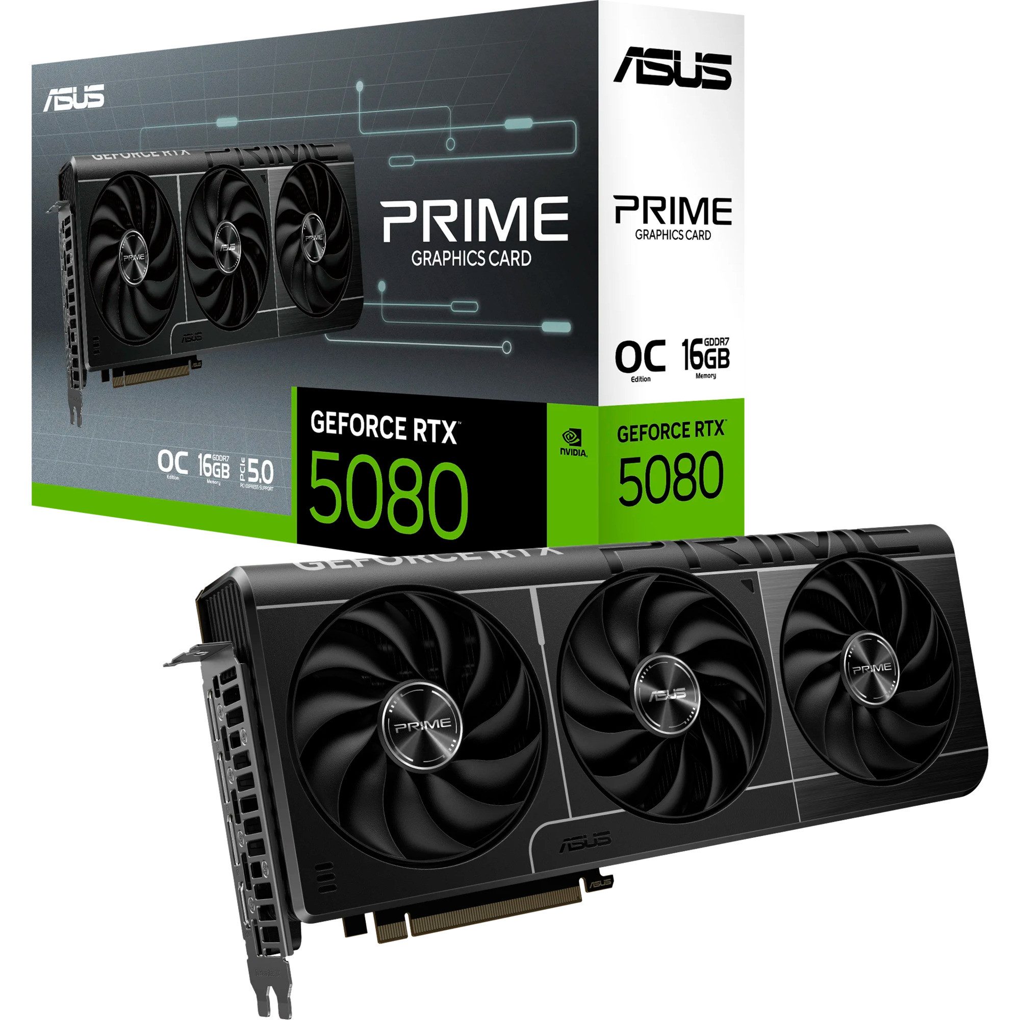 Asus ASUS GeForce RTX 5080 PRIME OC, Grafikkarte, (DLSS Grafikkarte (16 GB)