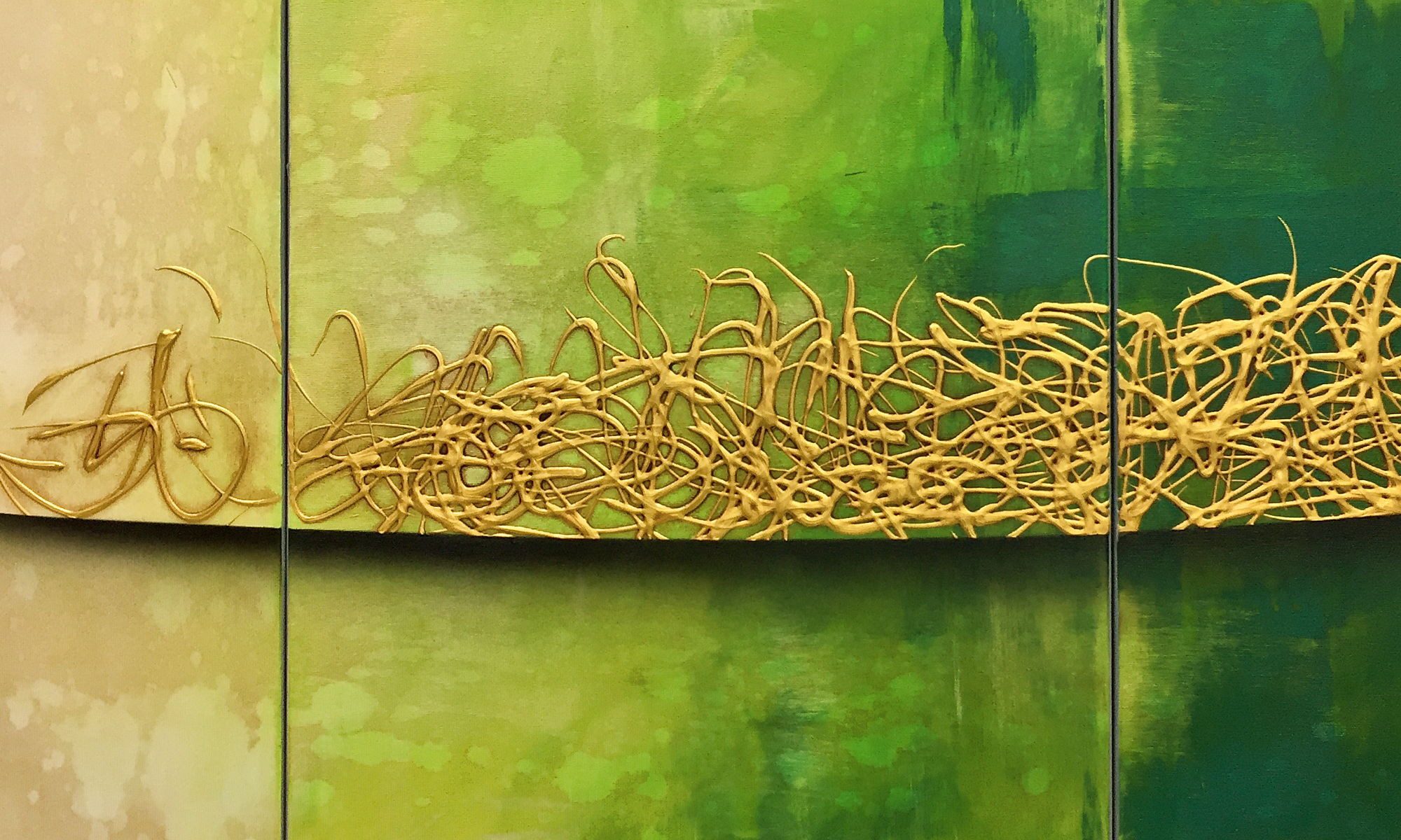 WandbilderXXL Gemälde Golden Summer 200 x 70 cm, Abstraktes Gemälde, handgemaltes Unikat