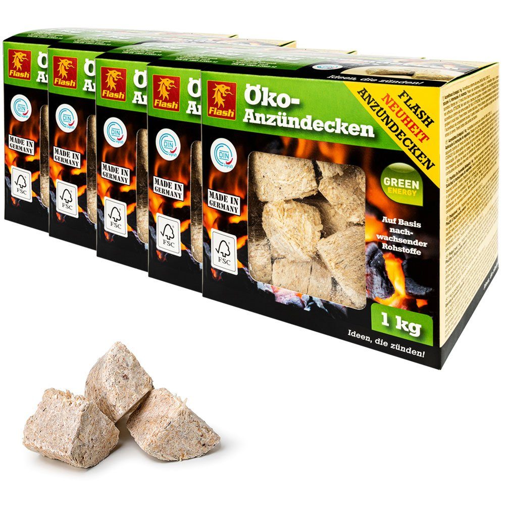 Flash Grillanzünder Anzündecken Anzündwürfel Grillanzünder Holzwolle Kamin Anzünder 5 kg, 5 kg