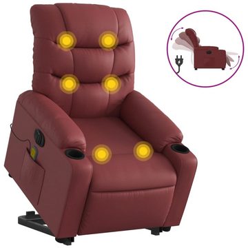 vidaXL Sessel Massagesessel mit Aufstehhilfe Elektrisch Weinrot Kunstleder (1-St)