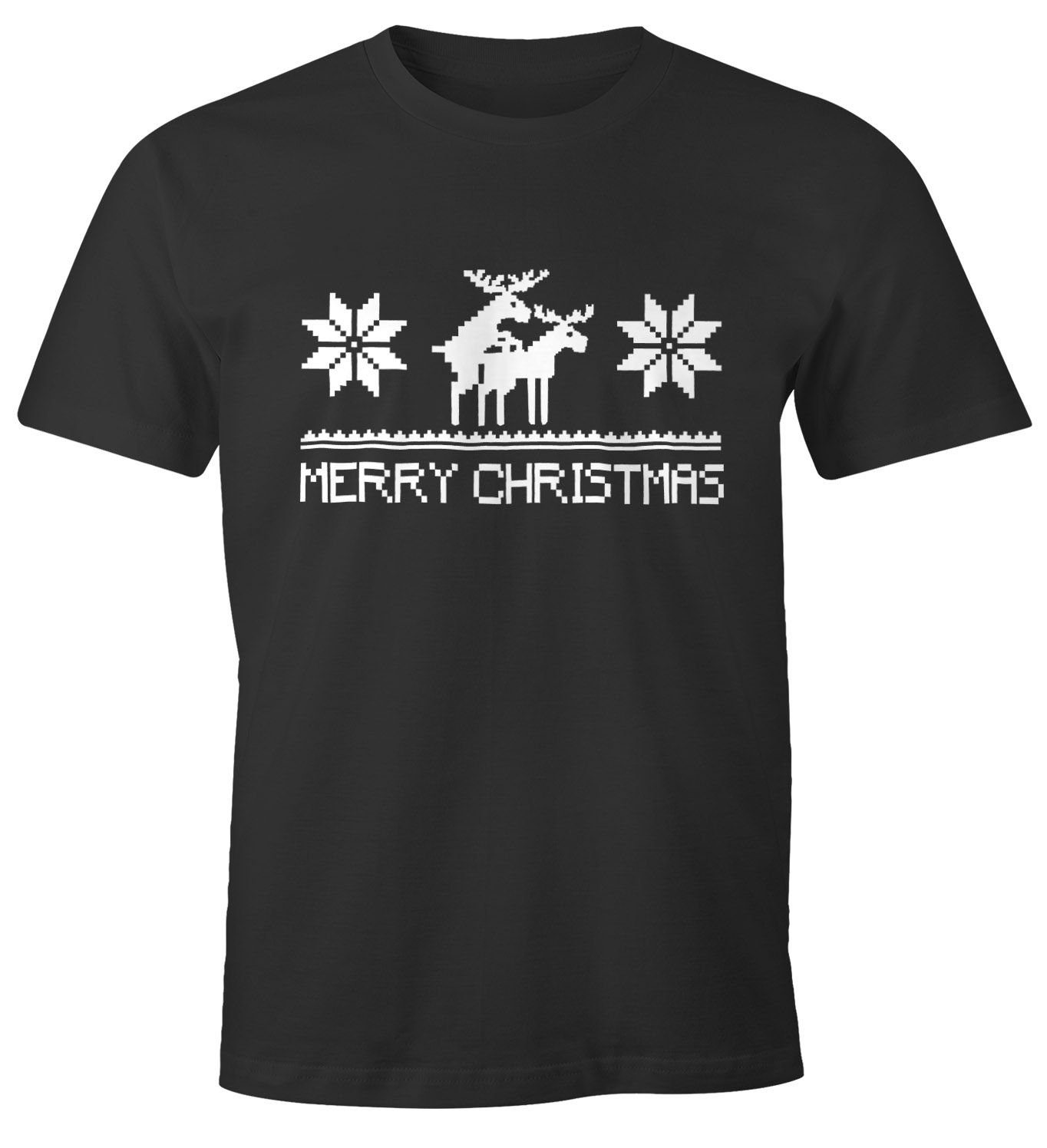 MoonWorks Print-Shirt Weihnachten Herren T-Shirt Merry Christmas Fun-Shirt Moonworks® mit Print schwarz