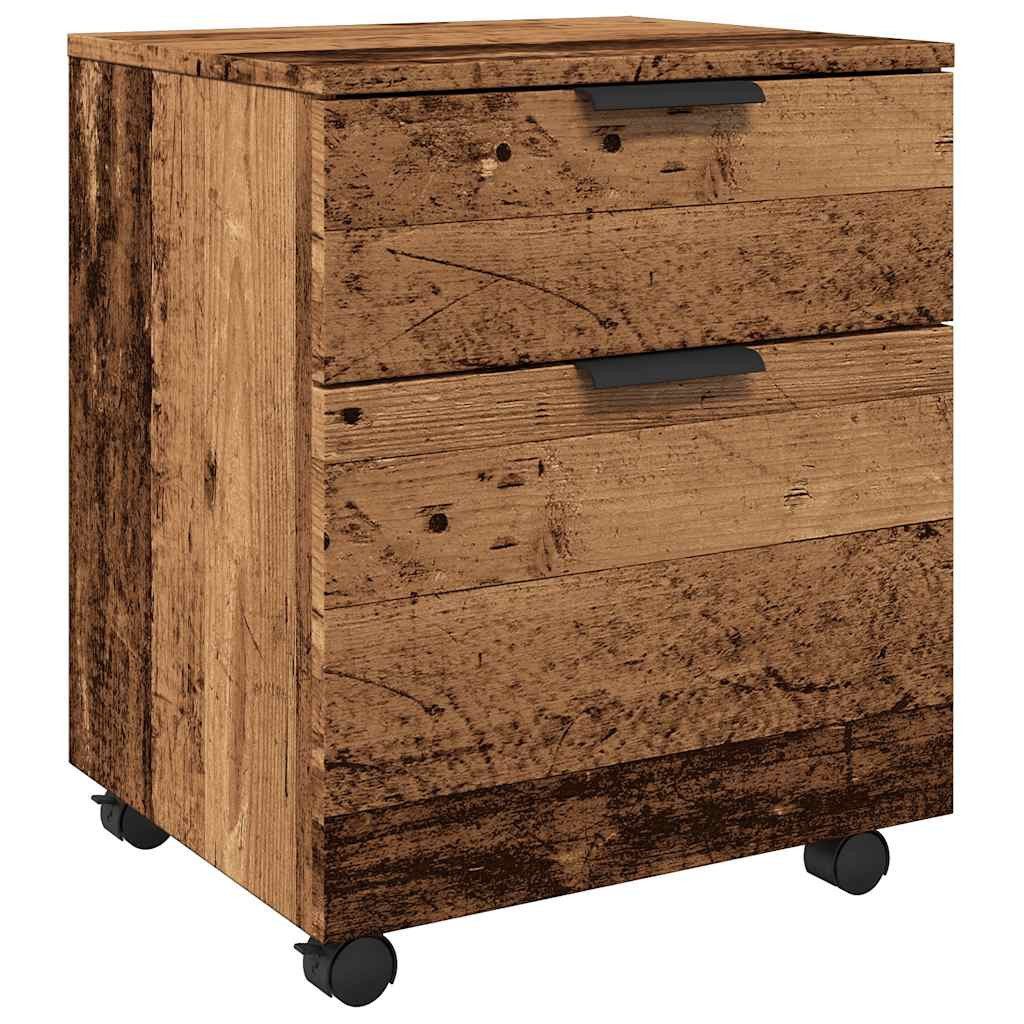 vidaXL Seitenschrank Mobiler Aktenschrank mit Rollen Altholz 45x38x54 cm (1-St)