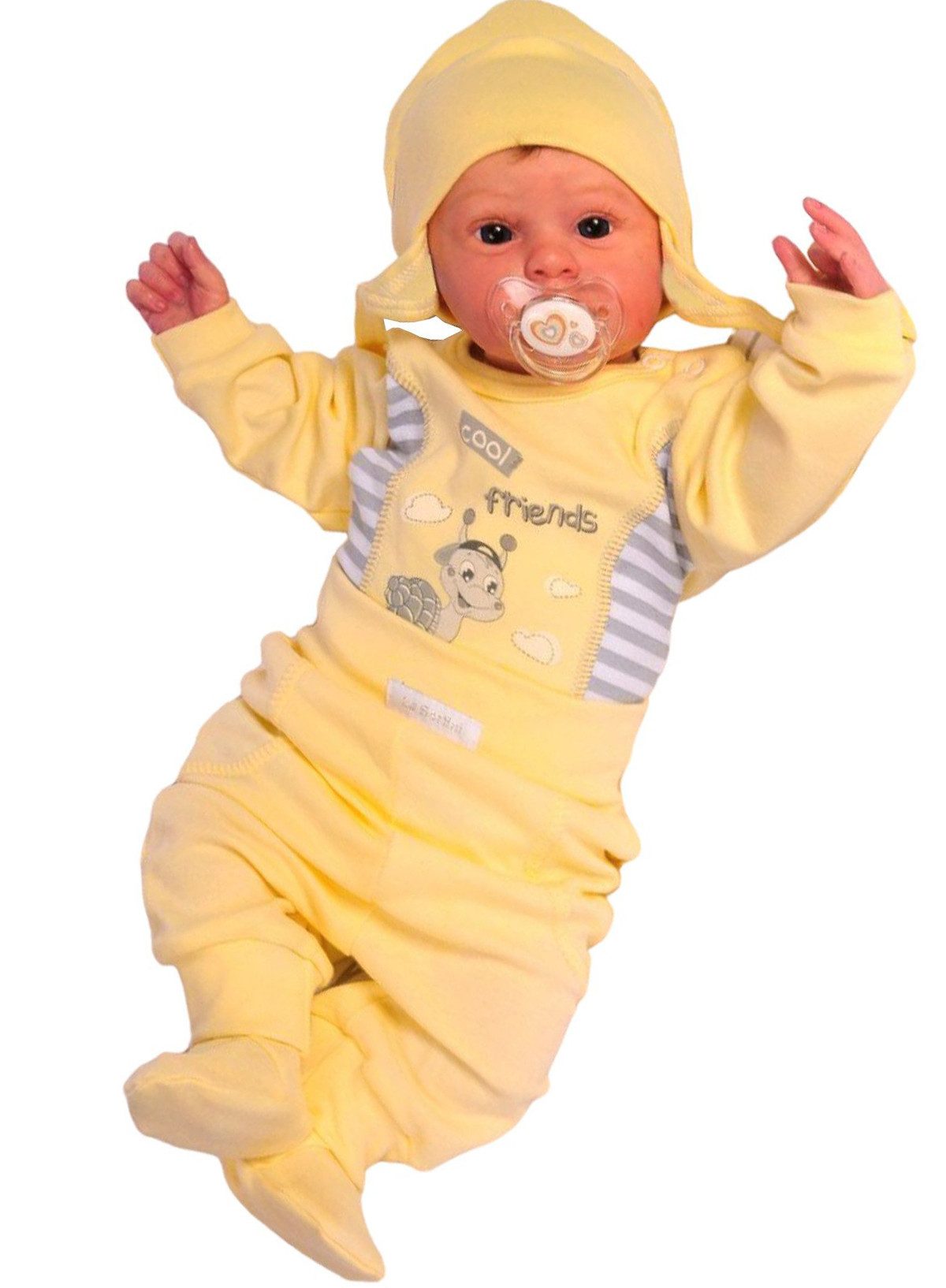 Body & Hose Baby Anzug Langarmbody Mütze Schlupfhose in Gelb neutral