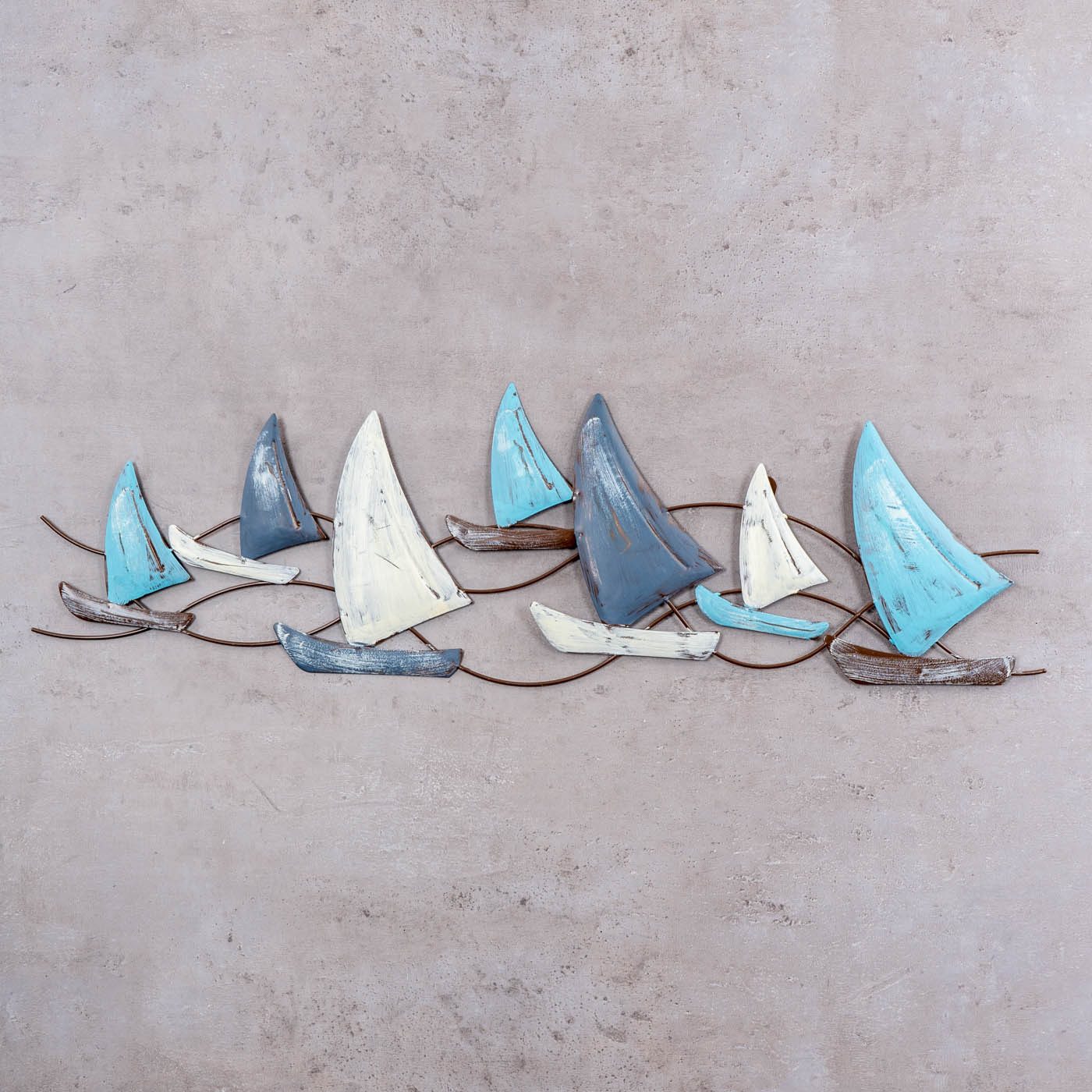 Levandeo® Wandbild, Wanddeko L74cm Segelboot Wandbild Blau Grau Weiß Mariti günstig online kaufen