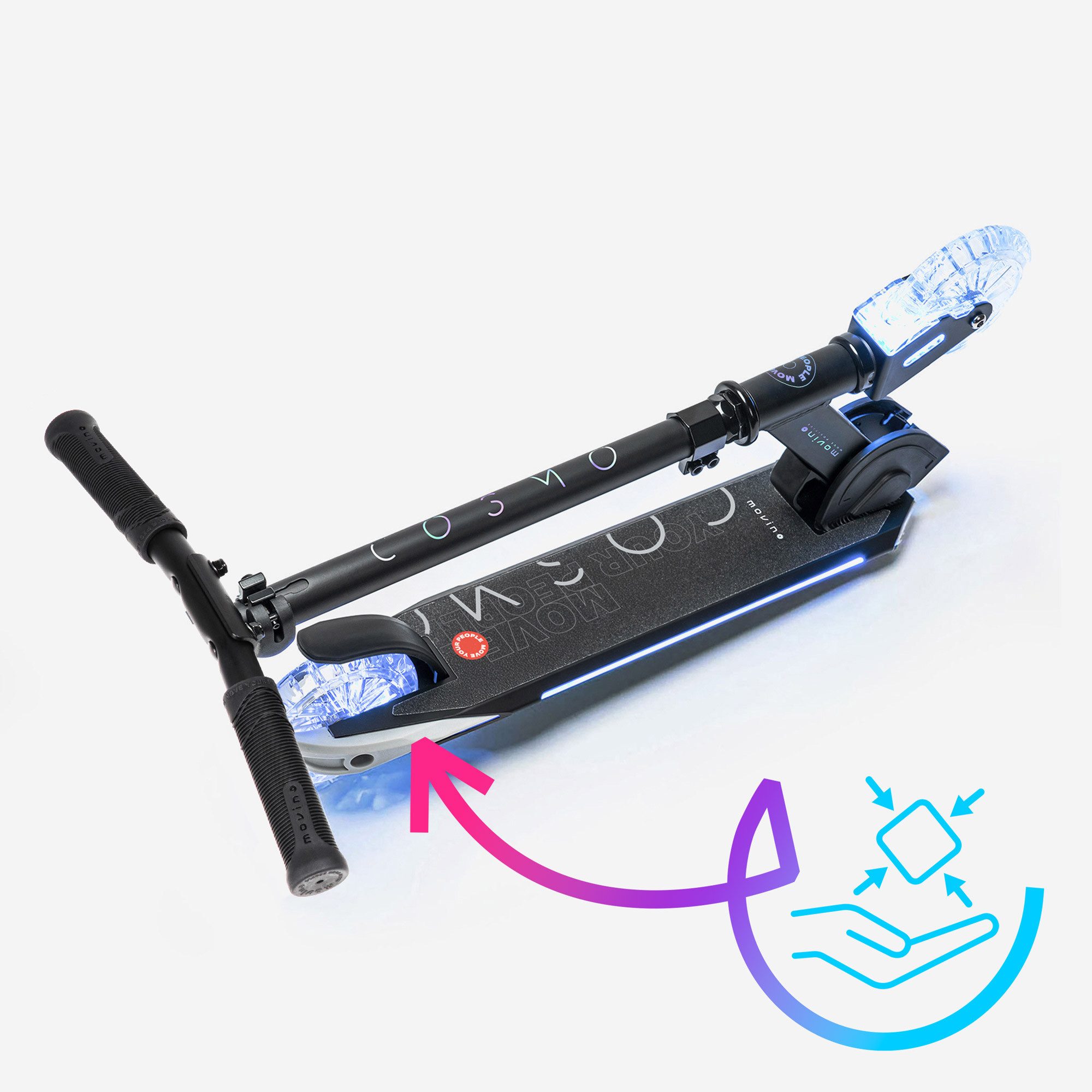 Movino Cityroller Kinderroller MOVINO COSMO2 Leuchtend Klappbar 7 LED-Farben – Bild 4 von 5