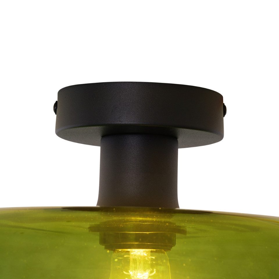 Qazqa Deckenleuchte Bizle, ohne Leuchtmittel, Extra-Warmweiß, QAZQA Deckenleuchte, e27, Schwarz, Glas, Retro