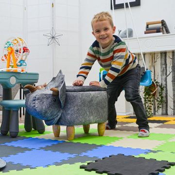 DuneDesign Hocker Dino Spielzeug Hocker + Stauraum 70x40x50 Sitz, Kinder Zimmer Deko