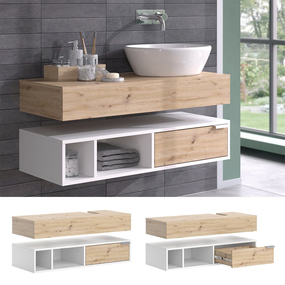 Vicco Waschbeckenunterschrank Henri, Weiß/Artisan-Eiche, 100 x günstig online kaufen