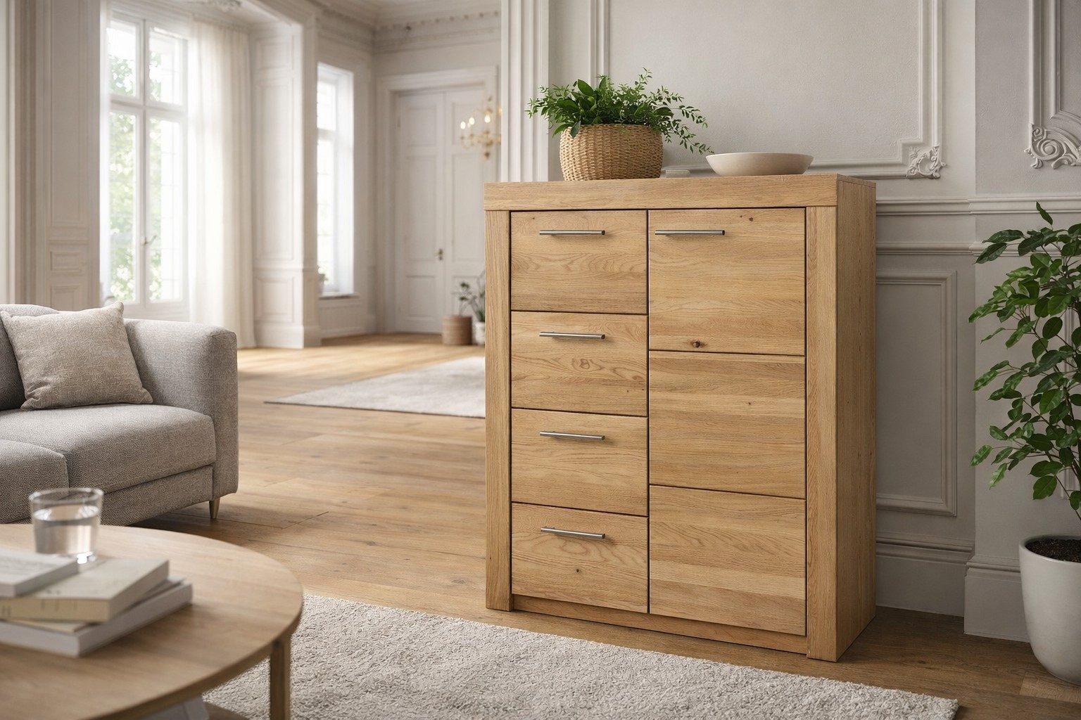 bv-vertrieb Anrichte Schubladenkommode Anrichte 91 x 42 x 115 Sideboard Wildeiche #3834