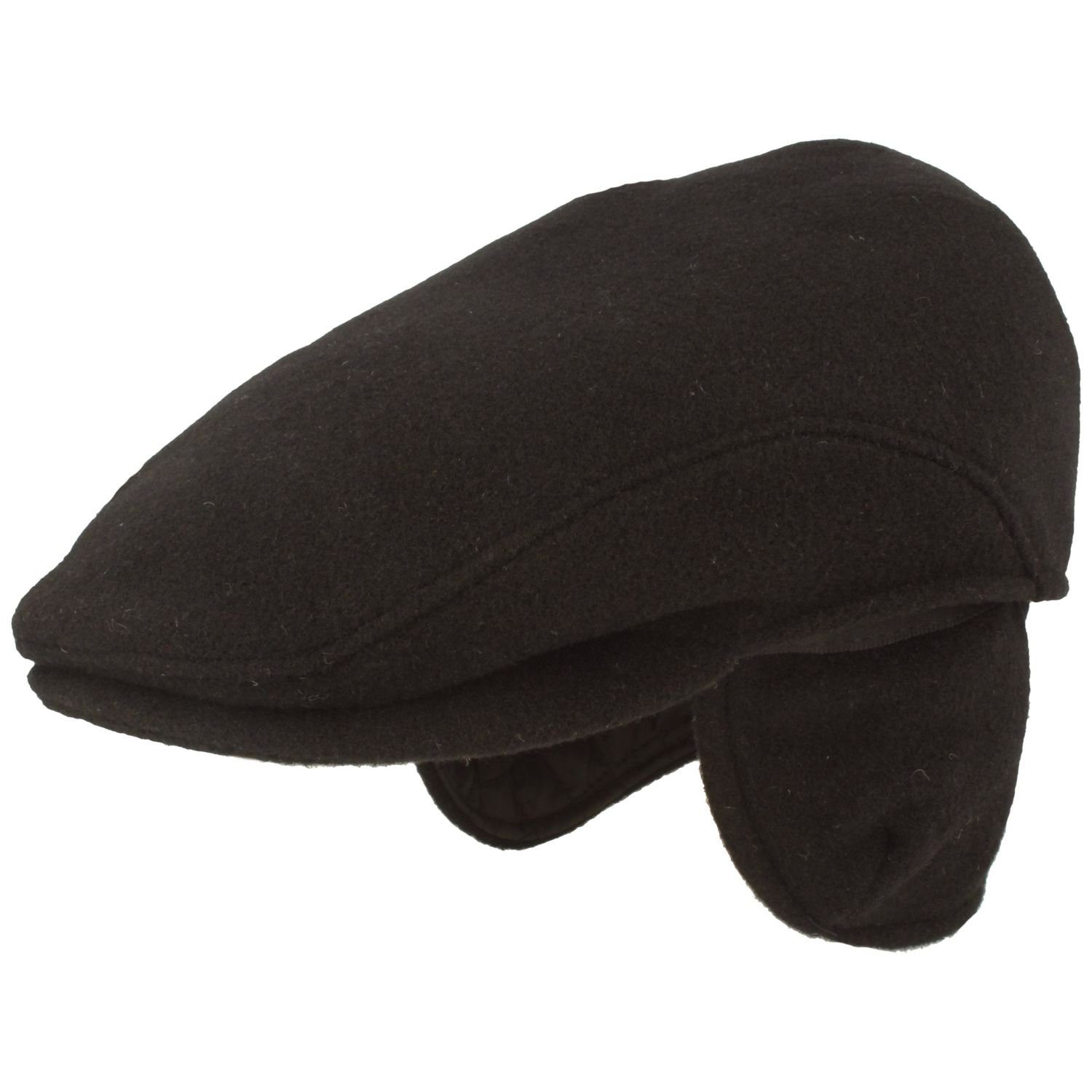 Breiter Schiebermütze Schlichte Flatcap mit Ohrenklappen warm 134 schwarz