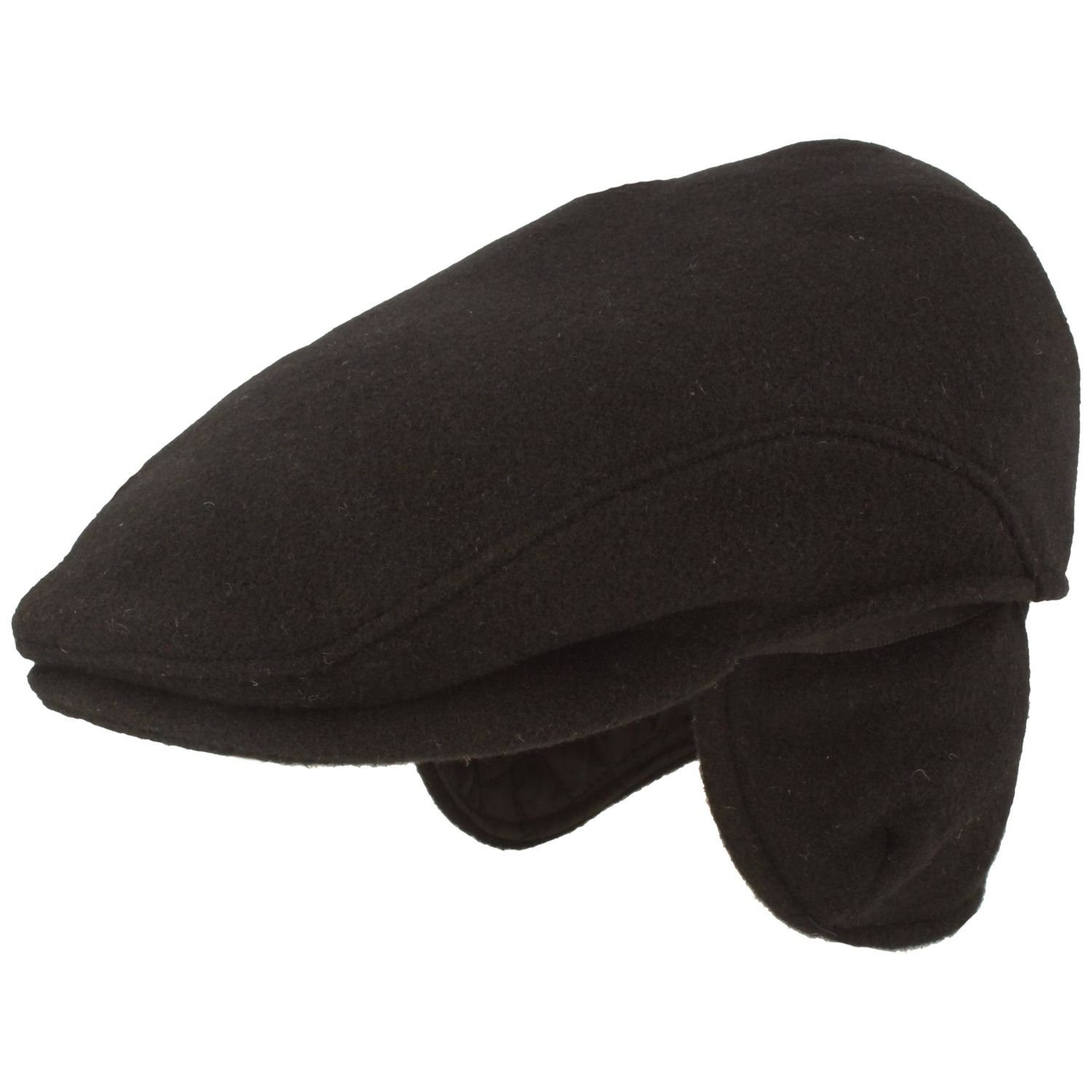 Breiter mit schwarz Flatcap Ohrenklappen Schlichte 134 Schiebermütze warm