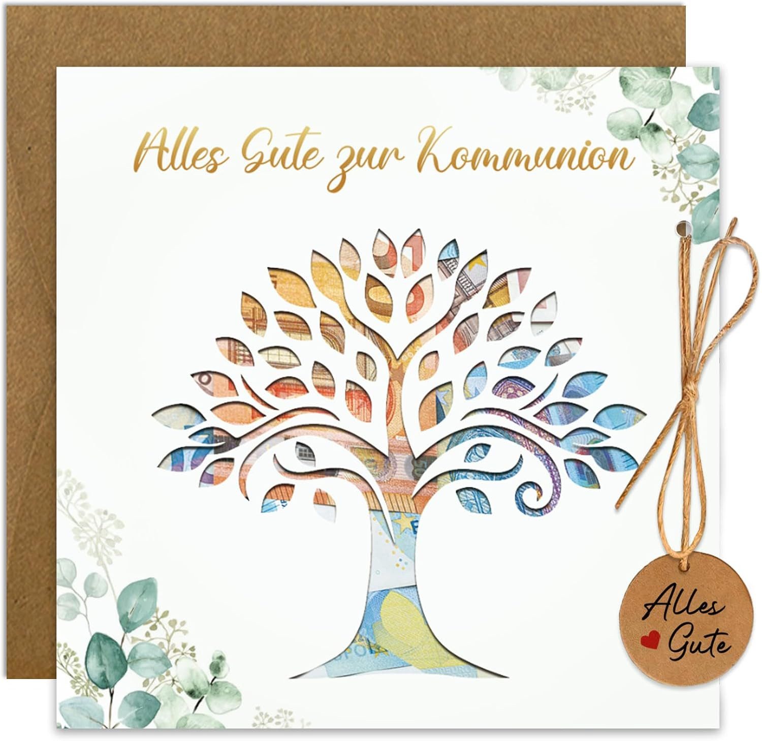 Wiladu Spardose Geldgeschenk Taufe Firmung Hochzeit Kommunion Lebensbaum Verpackung