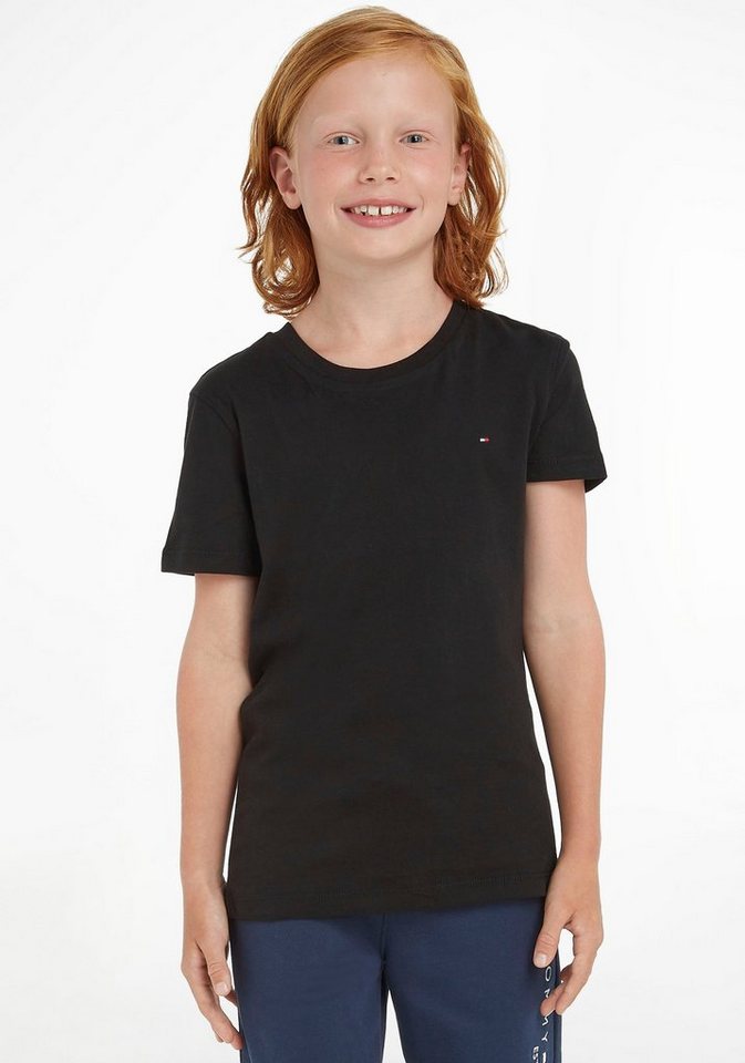 Tommy Hilfiger T-Shirt BOYS BASIC CN KNIT Kinder Kids Junior MiniMe,für  Jungen, Mit kleinem Label hinten am Ausschnitt und kleiner Bruststickerei