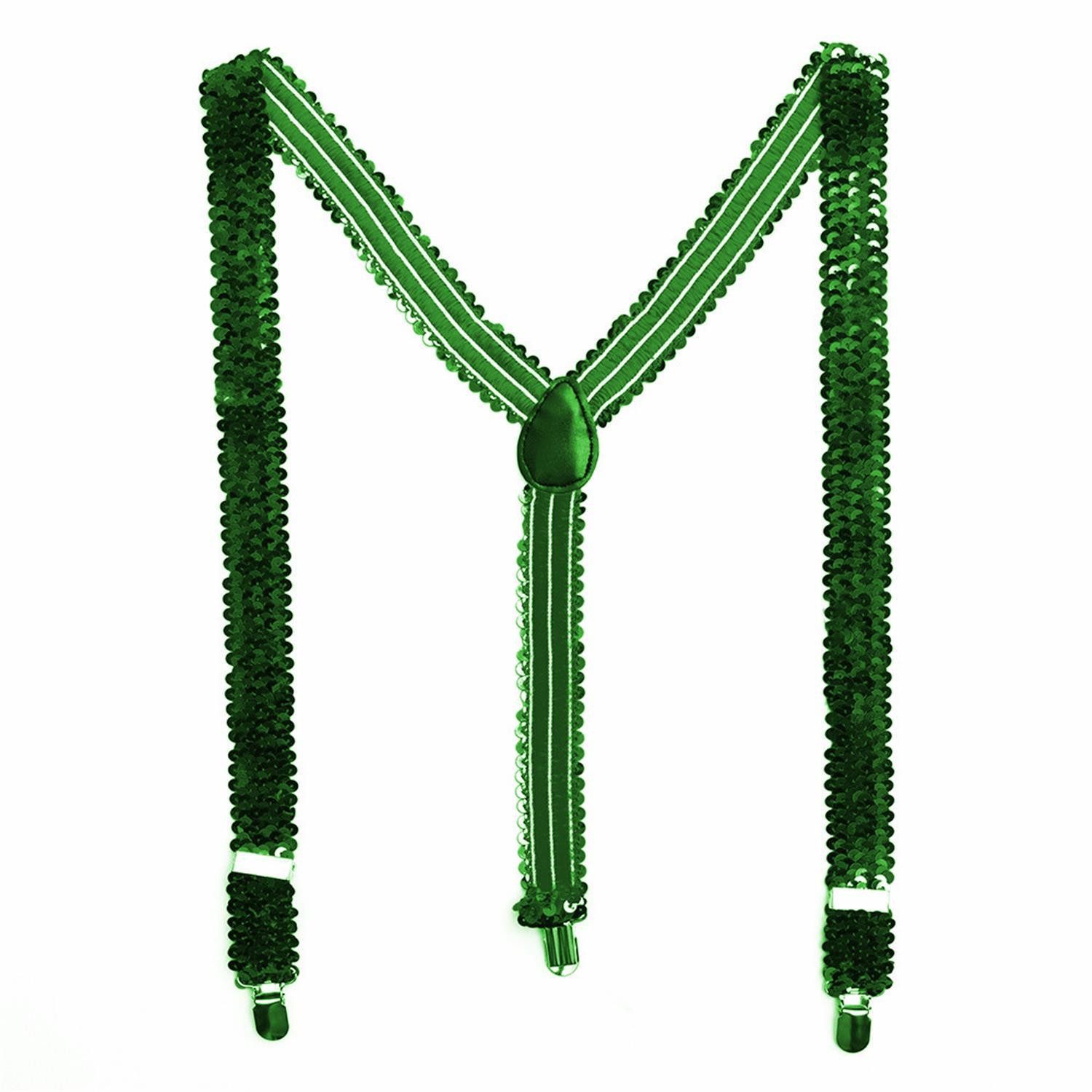 Party Factory Kostüm Pailletten-Hosentraeger Damen Herren Y-Form Form clips schmal, mit glitzernden Pailletten versetzt