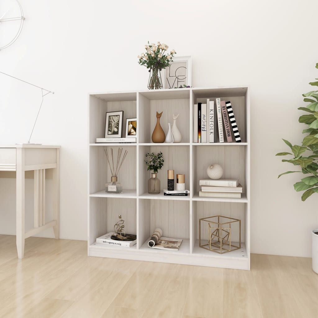 vidaXL Regal NA Standregal Bücherregal Raumteiler Holzregal Weiß 104x33,5x110 cm Ma