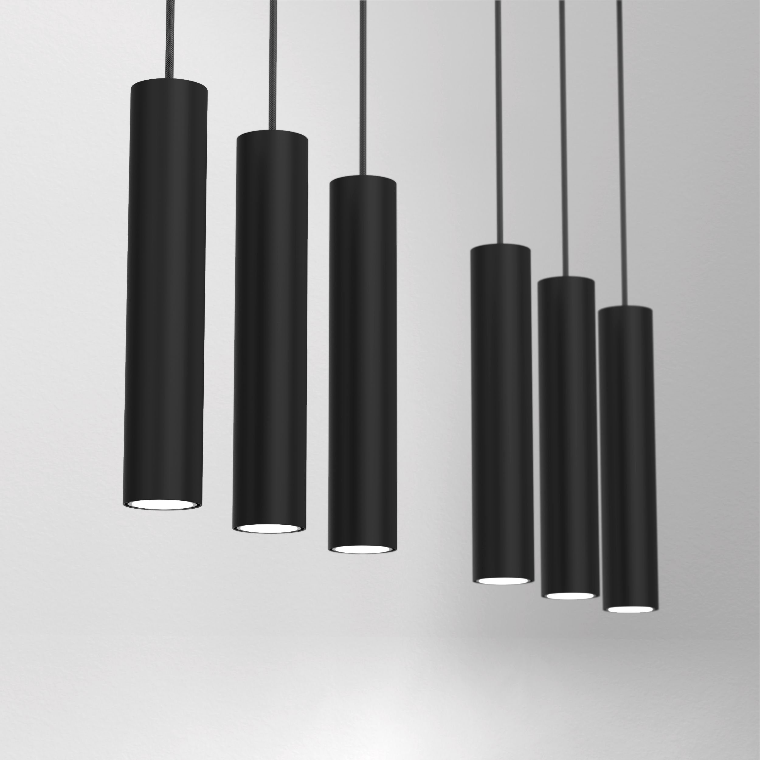 Schwarz ohne Weiß Pendelleuchte Leuchtmittel, Metall Deckenlampe Licht-Erlebnisse E27 Modern Glas VISHAL,