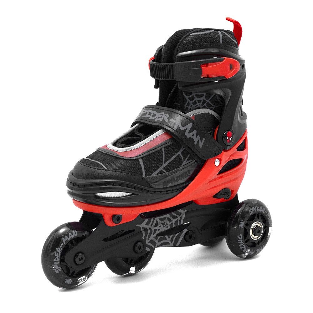 Seven Polska Inlineskates Kinder Inliner Spider-Man Softboots 3 IN 1 - SIZE 34-37 schwarz. LED